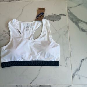 NWT Oasics White Racerback Sports Bra with BlackBand